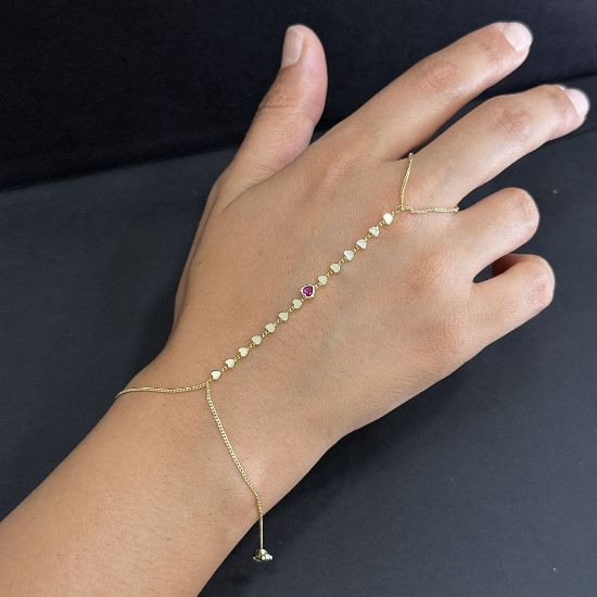 Fuşya Taşlı Kalp Gold Şahmeran resmi