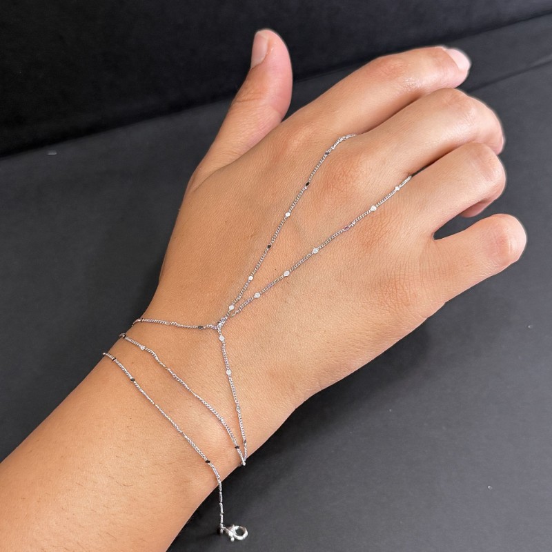 Zincir Minimal Pul Detaylı Silver Şahmeran resmi