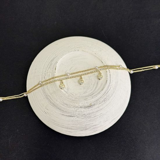 İkili İnci - Kalp Detaylı Halhal resmi