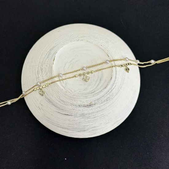 İkili İnci - Yonca Detaylı Halhal resmi