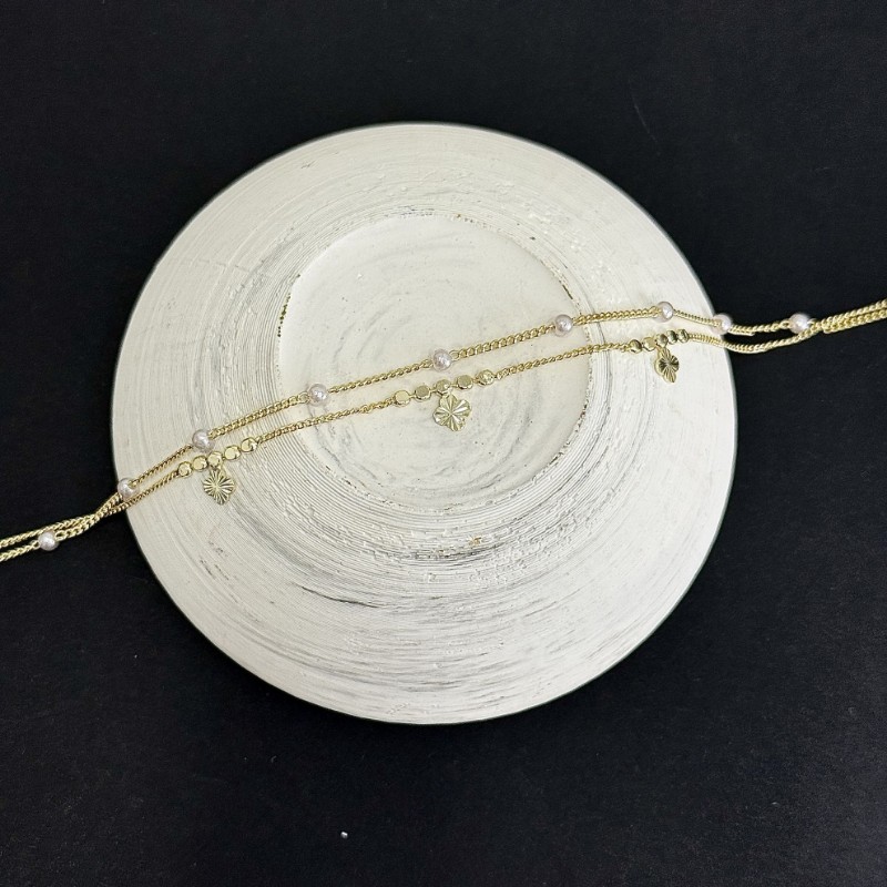 İkili İnci - Yonca Detaylı Halhal resmi