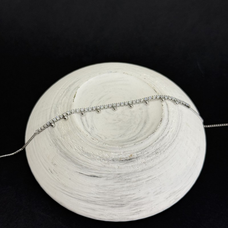 Yarı Suyolu Top Detaylı Silver Halhal resmi