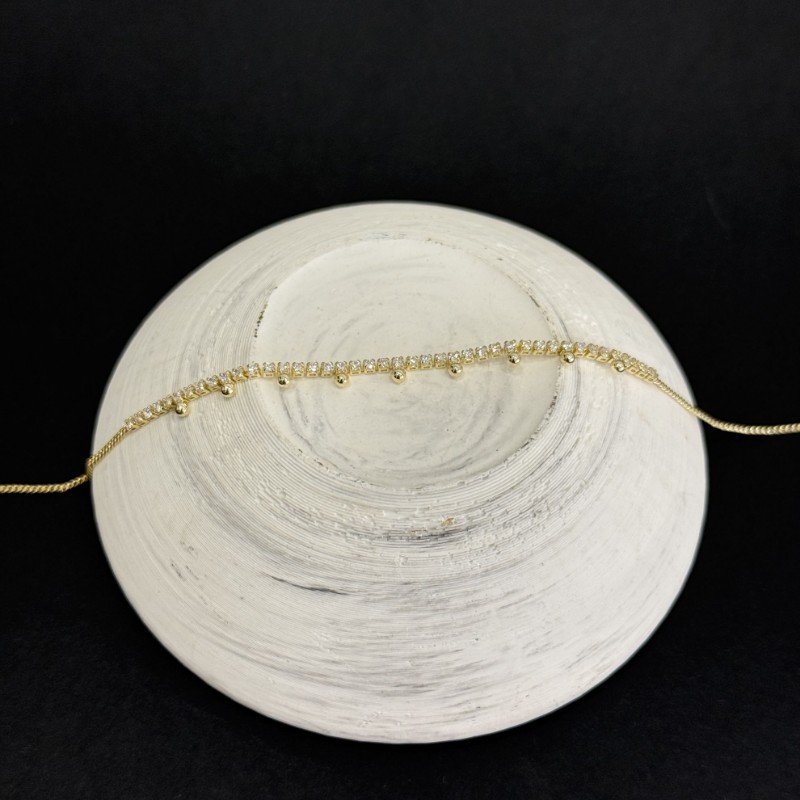 Yarı Suyolu Top Detaylı Gold Halhal  resmi