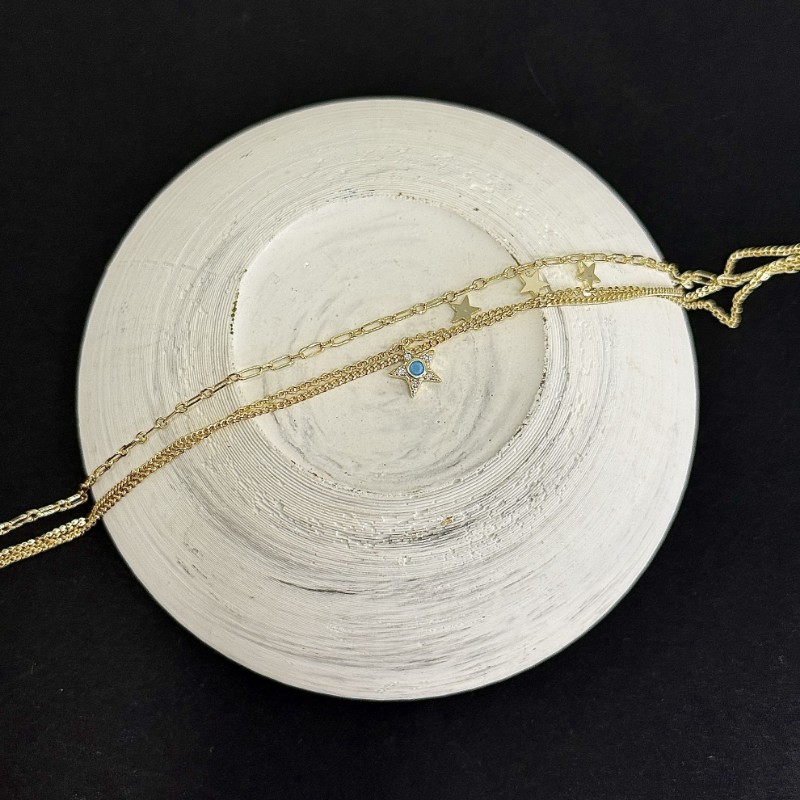 Üçlü Yıldız Charm Halhal resmi