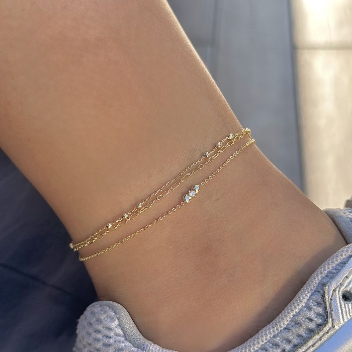 Üçlü Taş Detay Halhal resmi