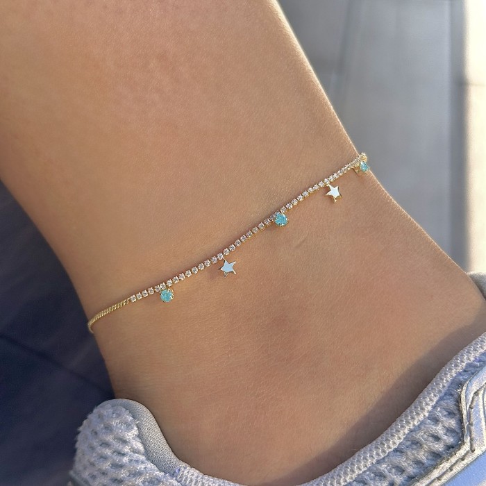 Suyolu Yıldız Mavi Boncuk Halhal resmi