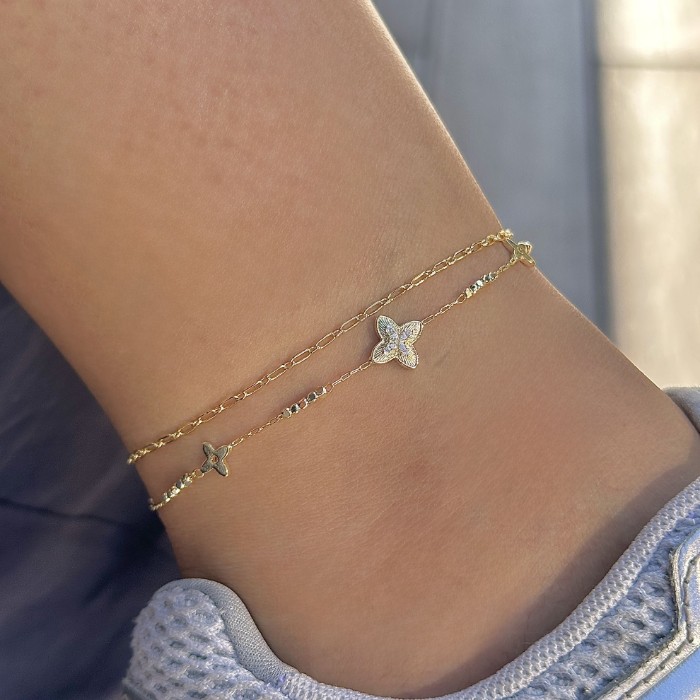 İkili Taşlı Yoncalı Halhal resmi