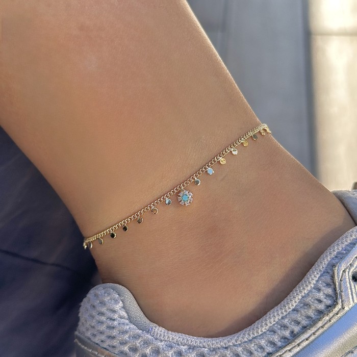 Pullu Mavi Taş Detay Halhal resmi