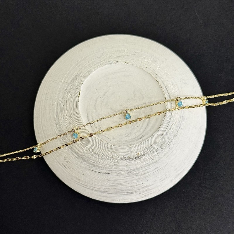 İkili Mavi Taşlı Sallantılı Halhal resmi