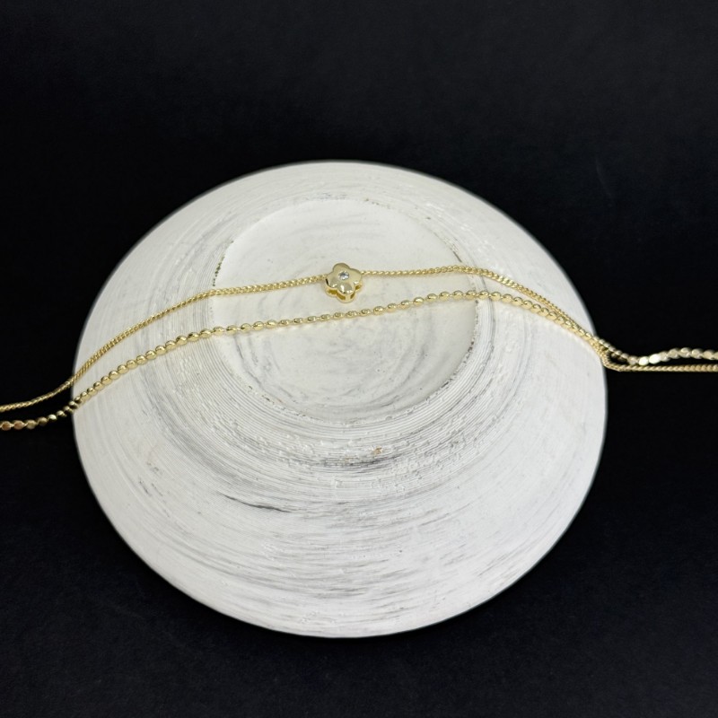 İkili Pul Zincir Çiçek Detay Halhal  resmi