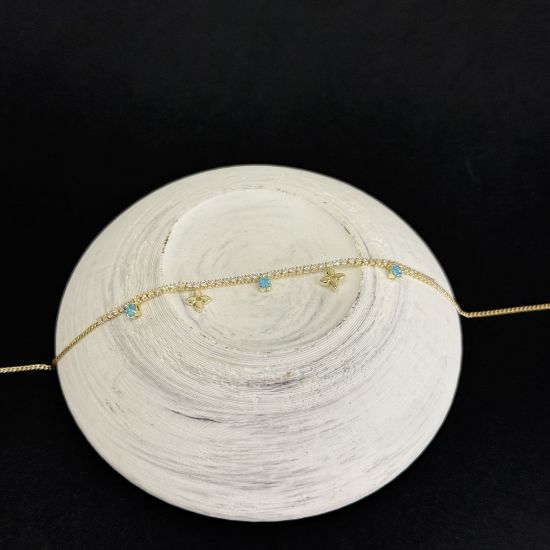 Suyolu Yonca Mavi Boncuk Halhal  resmi