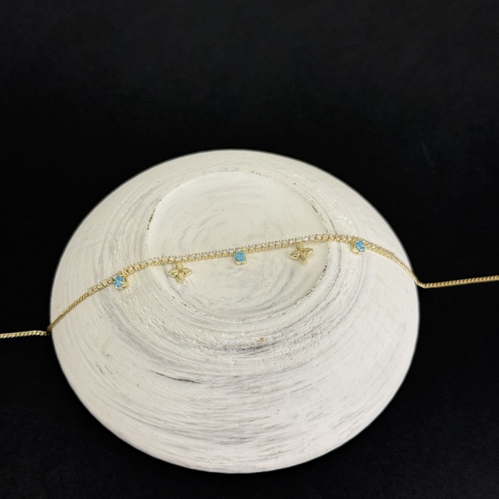 Suyolu Yonca Mavi Boncuk Halhal  resmi