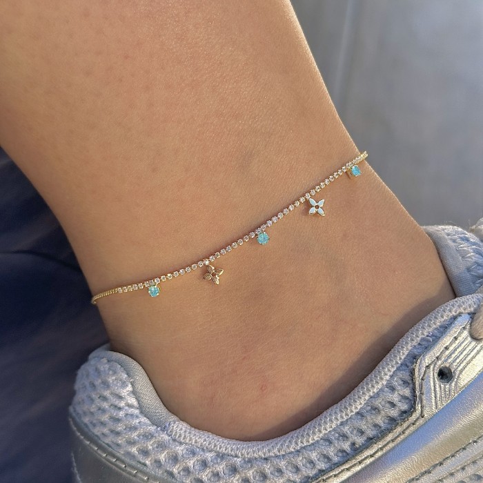 Suyolu Yonca Mavi Boncuk Halhal  resmi