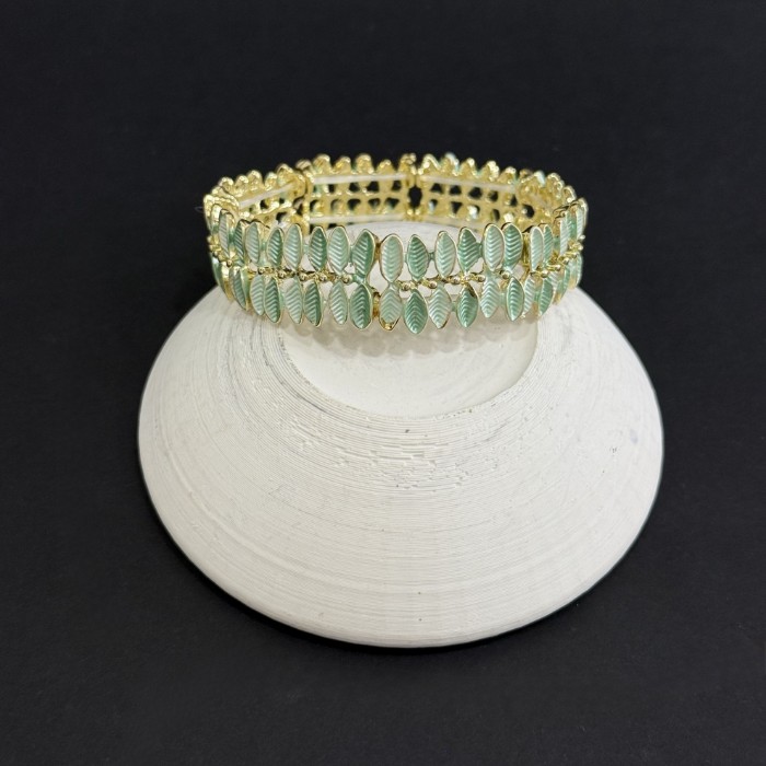 Lastikli Yaprak Motif Su Yeşil Bileklik resmi