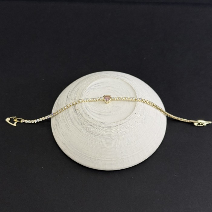 Ortası Pembe Taş Minimal Bileklik resmi