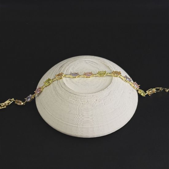 Oval Taş Renkli Bileklik resmi