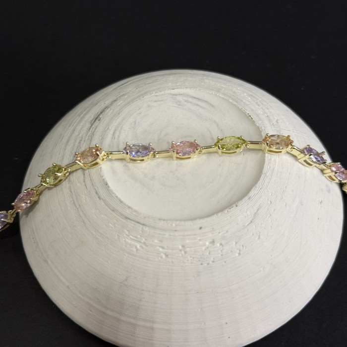 Oval Taş Renkli Bileklik resmi