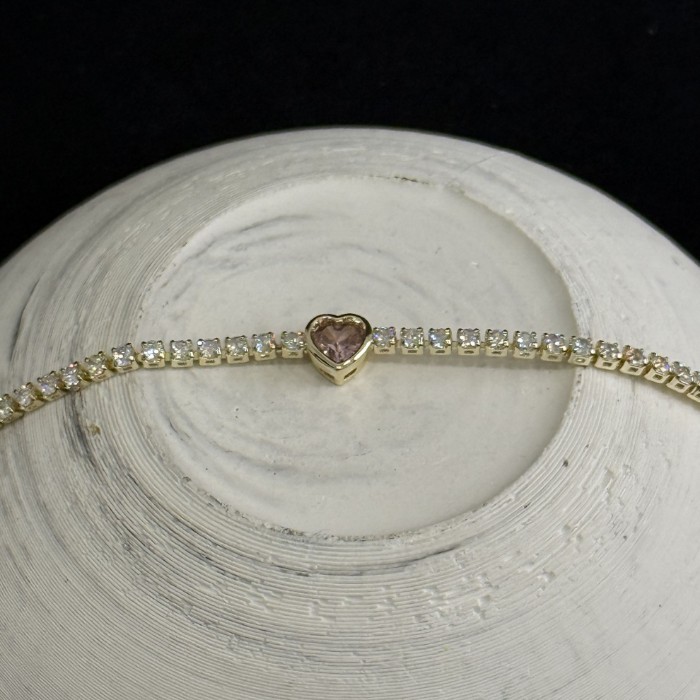 Ortası Pembe Taş Minimal Bileklik resmi