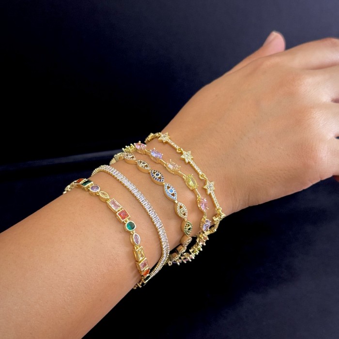 Oval Taş Renkli Bileklik resmi