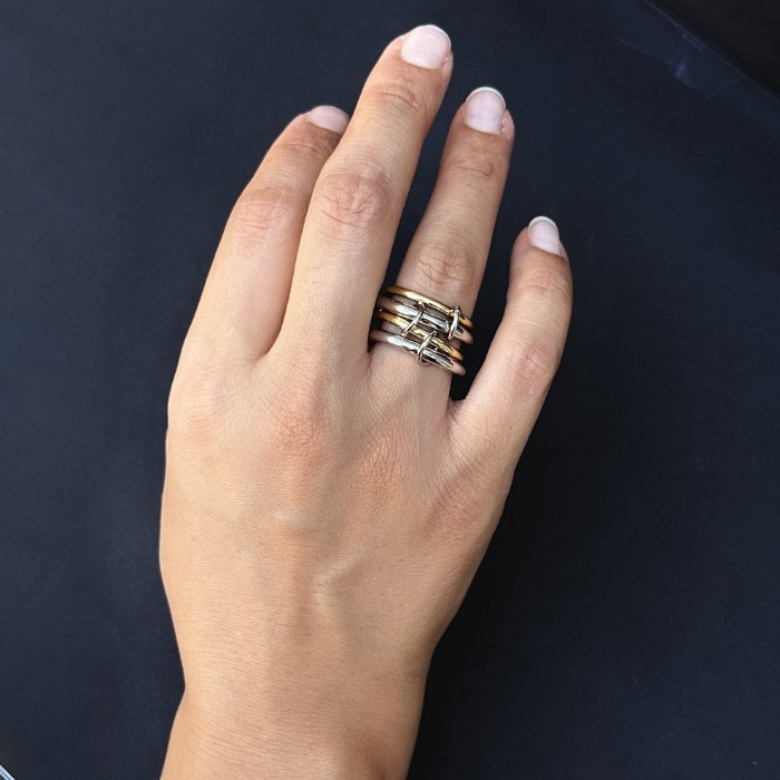 Dörtlü Silver-Gold Taşsız Yüzük resmi