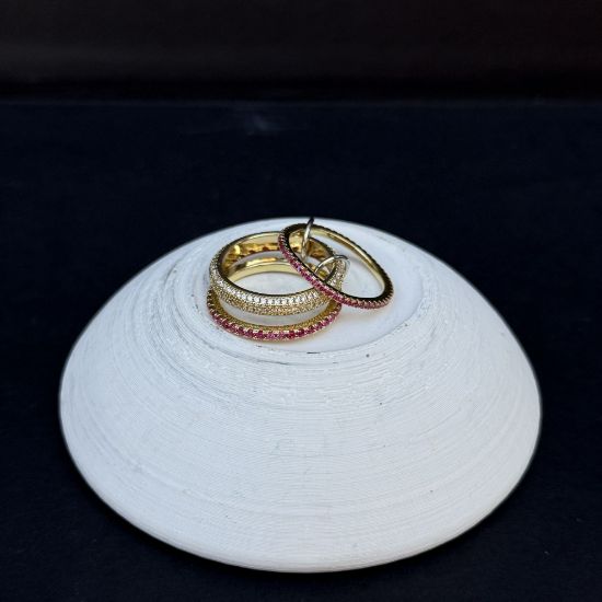 Ful Taşlı Fuşya Yüzük Gold resmi