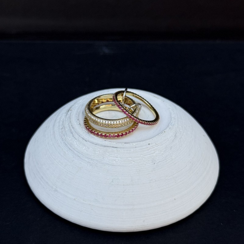 Ful Taşlı Fuşya Yüzük Gold resmi