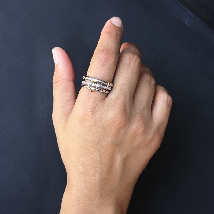 Ortası Açık Pudra Taşlı Silver Yüzük resmi