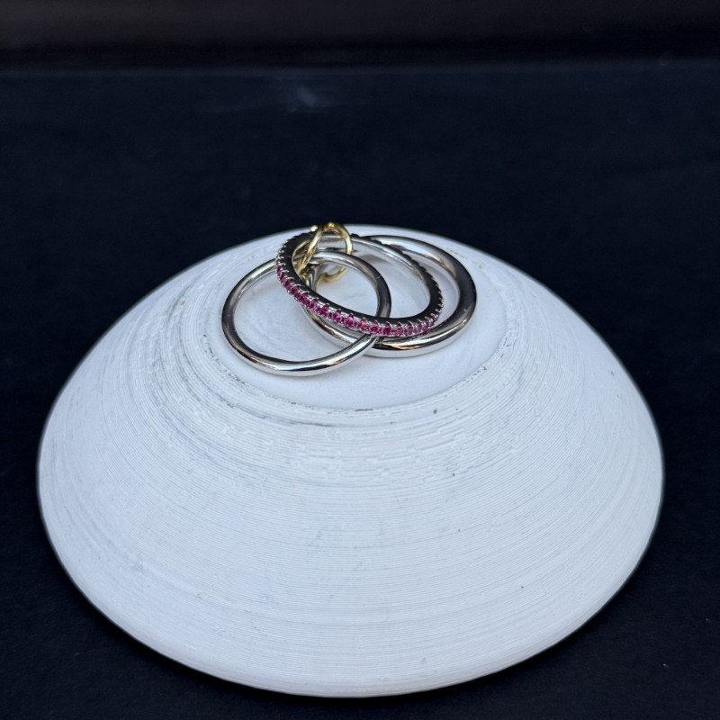 Ortası Taşlı Fuşya Silver Yüzük resmi