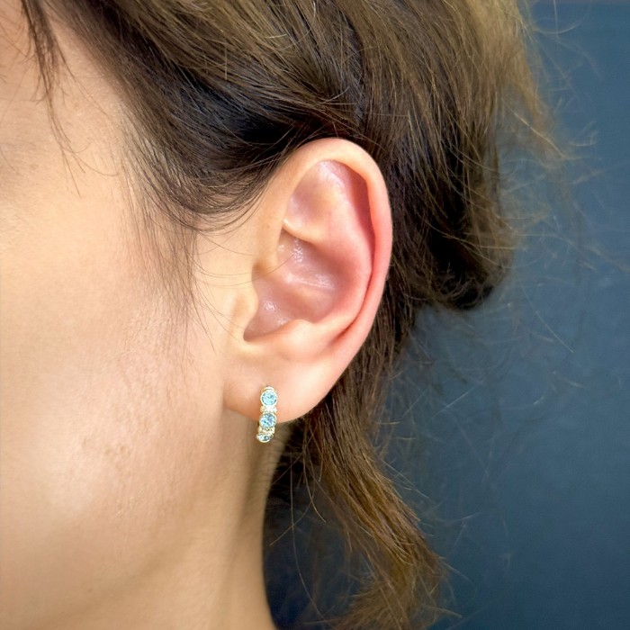 Minimal Mavi Taş Küpe resmi