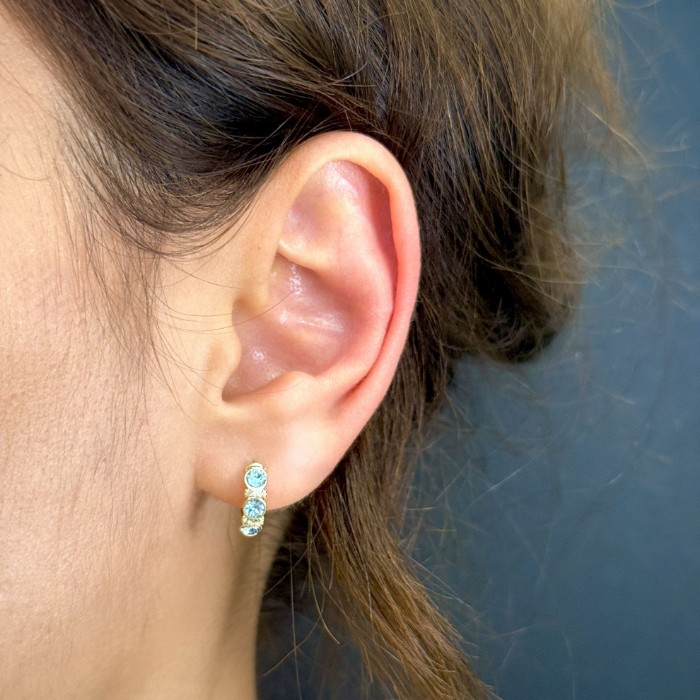 Minimal Mavi Taş Küpe resmi