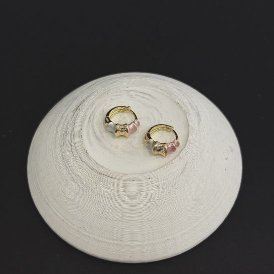 Minimal Pembe-Gri Mineli Küpe resmi