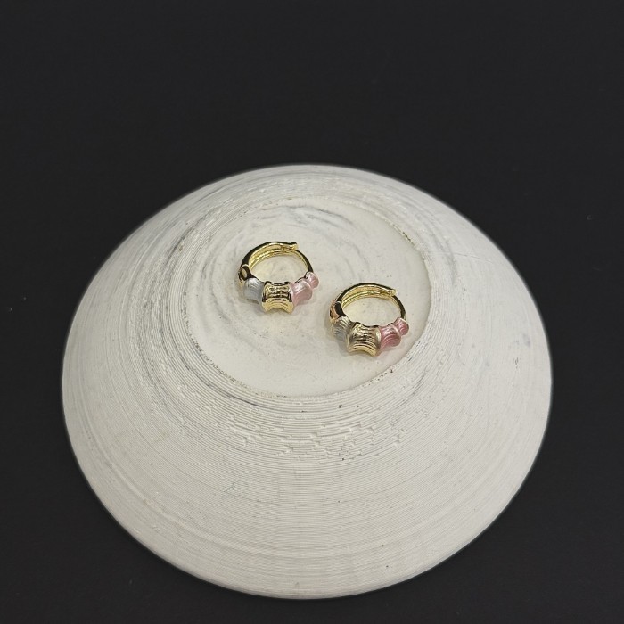 Minimal Pembe-Gri Mineli Küpe resmi