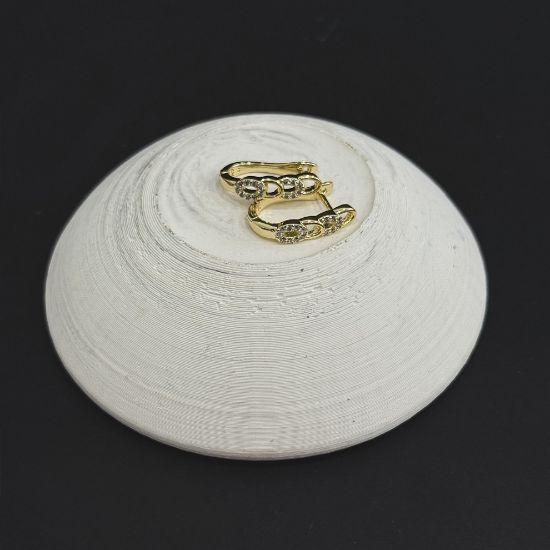 Minimal Zincir Motif Taşlı Küpe resmi