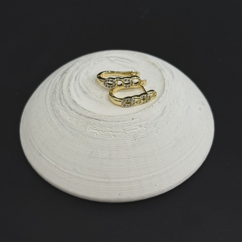 Minimal Zincir Motif Taşlı Küpe resmi