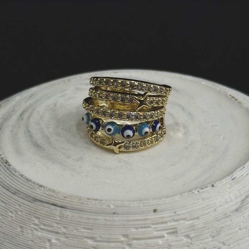 Taşlı Gold Nazar Boncuklu Kıkırdak resmi