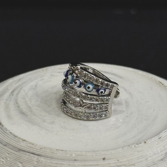 Taşlı Silver Nazar Boncuklu Kıkırdak resmi