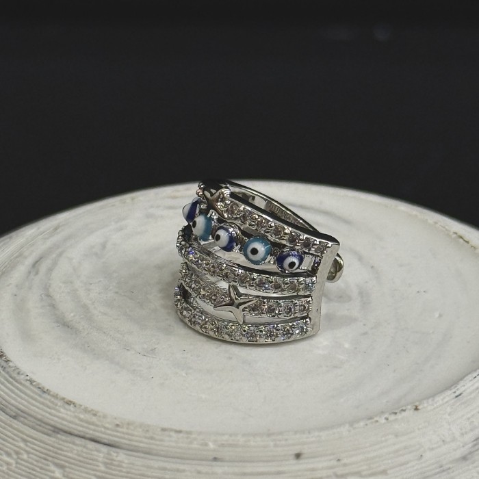 Taşlı Silver Nazar Boncuklu Kıkırdak resmi