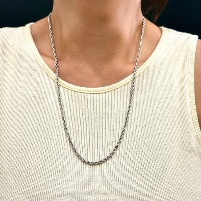 Çelik Burgu Zincir 60 cm Silver Kolye resmi