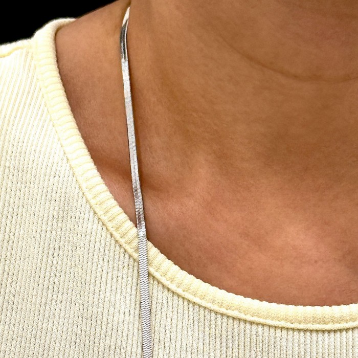 Çelik İtalyan Zincir Uzun Silver resmi