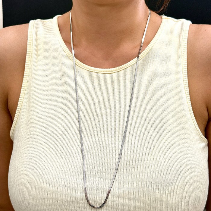 Çelik İtalyan Zincir Uzun Silver resmi