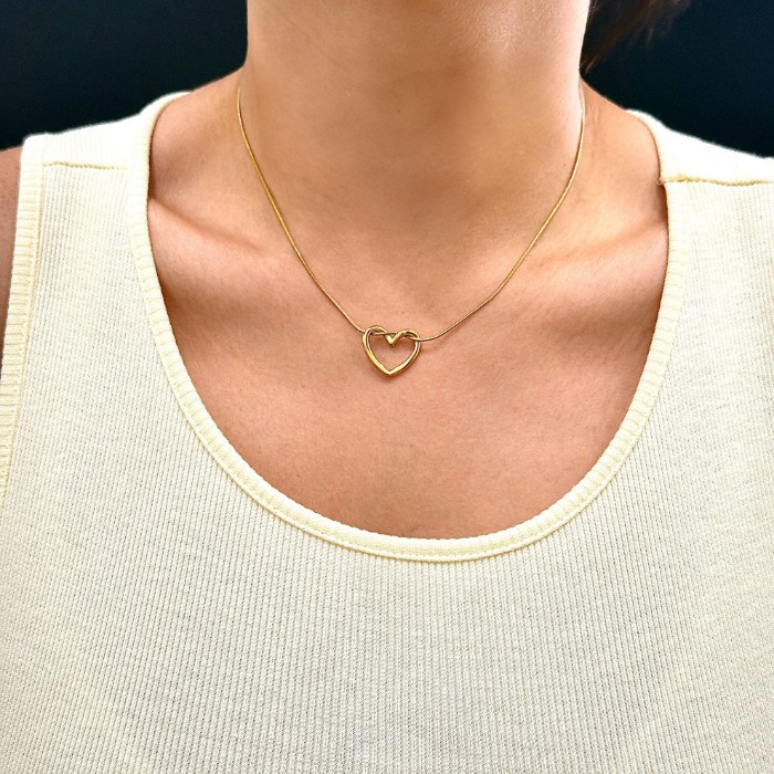 Çelik Kalp Kolye resmi