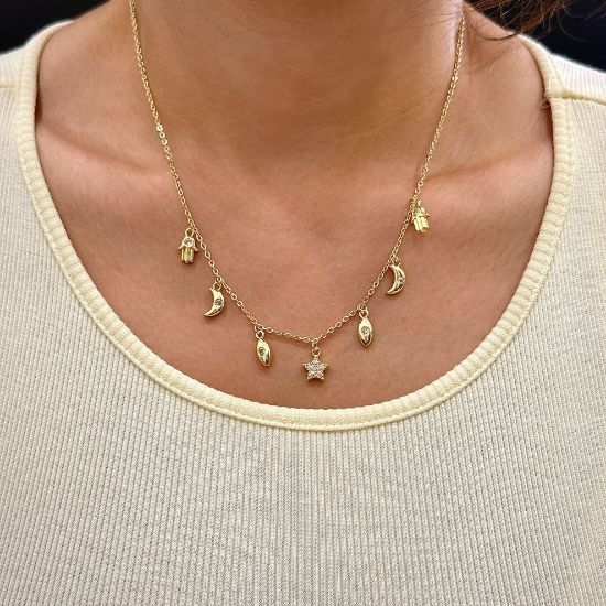 Çelik Sallantılı Charm Kolye resmi