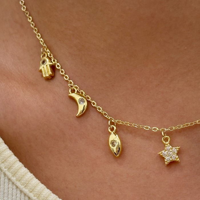 Çelik Sallantılı Charm Kolye resmi