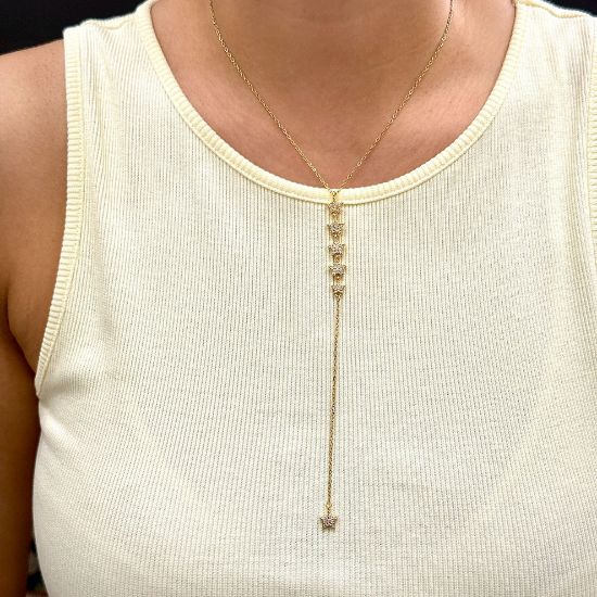 Çelik Yıldız Y Kolye Gold resmi