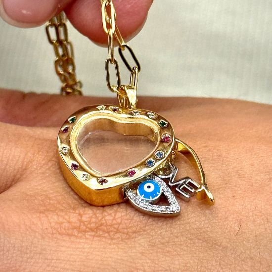 Charm Takılan Kalp Uç Kolye resmi