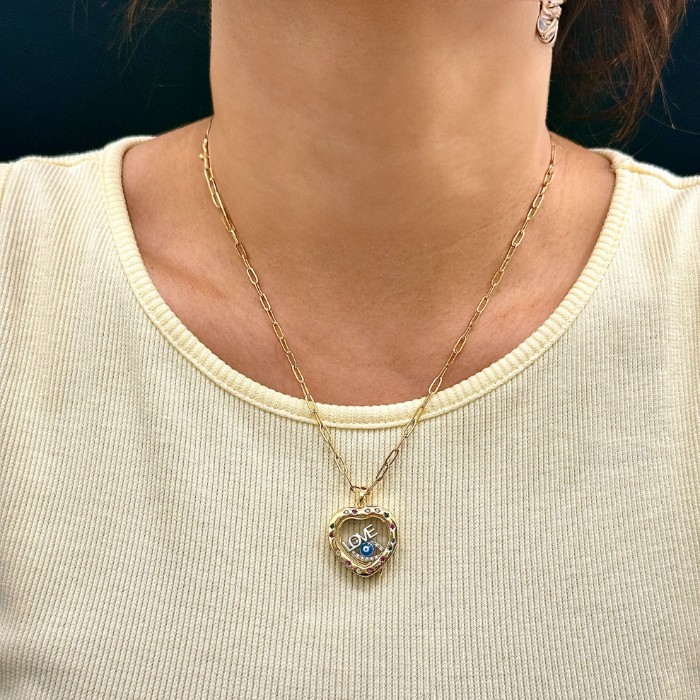 Charm Takılan Kalp Uç Kolye resmi