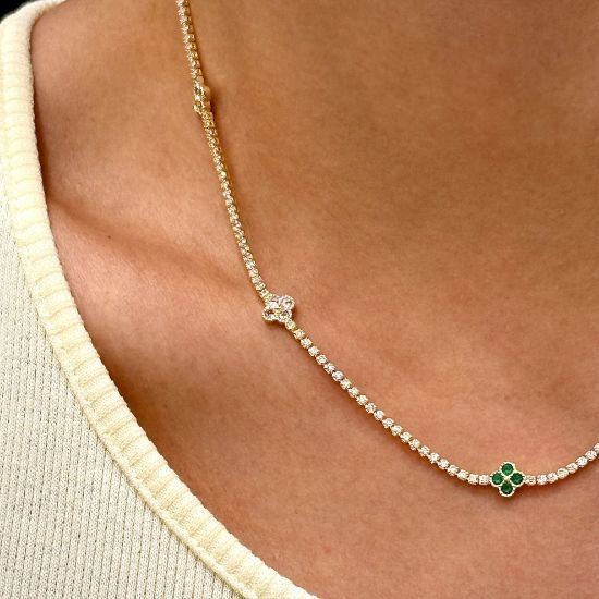 Minimal Suyolu Renkli Yonca Kolye resmi