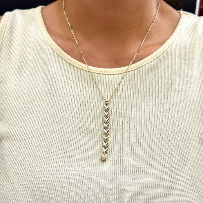 Renkli Minimal Taş Y Kolye resmi