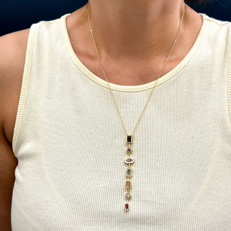 Renkli Tasarım Y Kolye Laci resmi