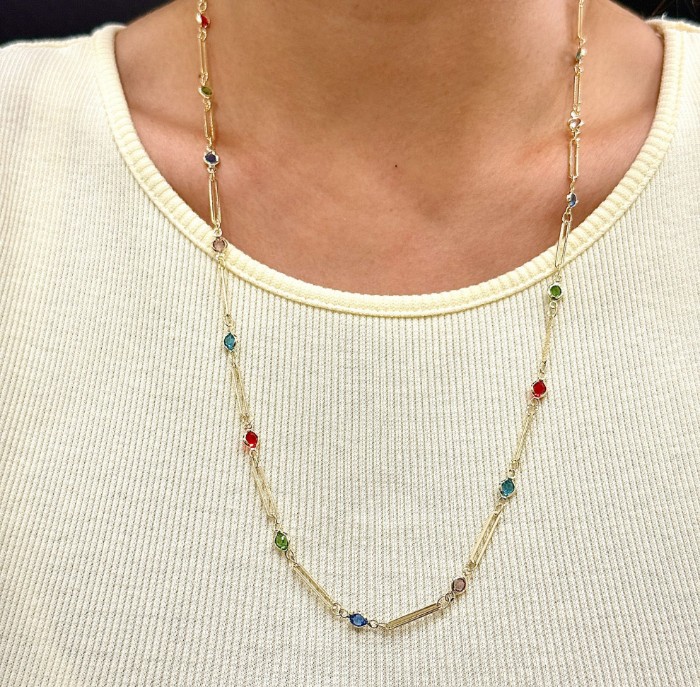 Renkli Taş Ataç Kolye resmi